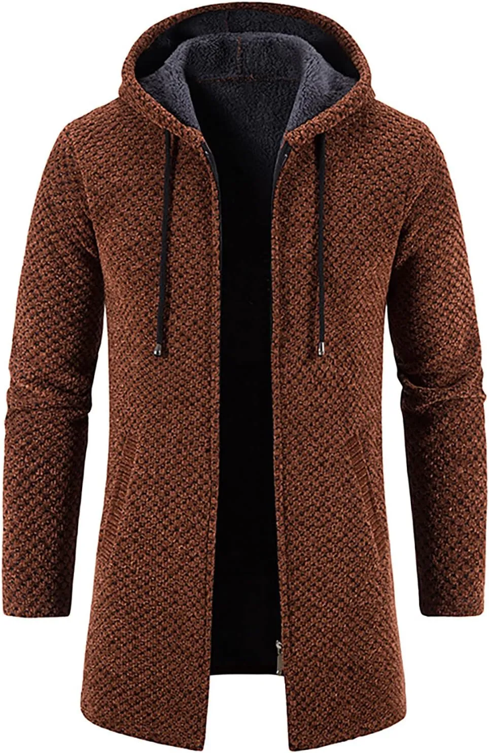 RTRDE Men's Coats Sherpa Lined Pea Coat Business Casual Trench Overcoat Long Jacket Coat, L-4XL