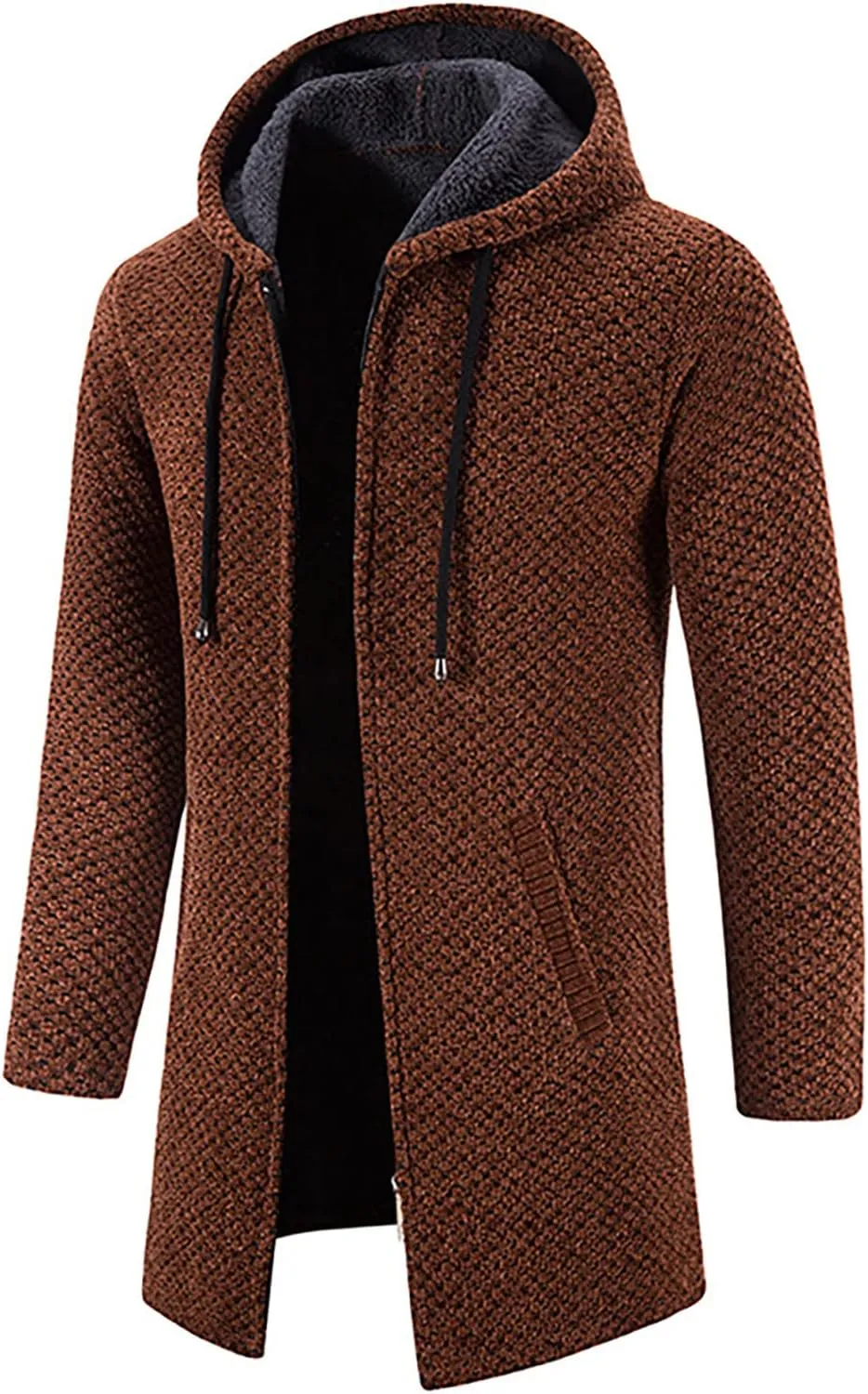 RTRDE Men's Coats Sherpa Lined Pea Coat Business Casual Trench Overcoat Long Jacket Coat, L-4XL