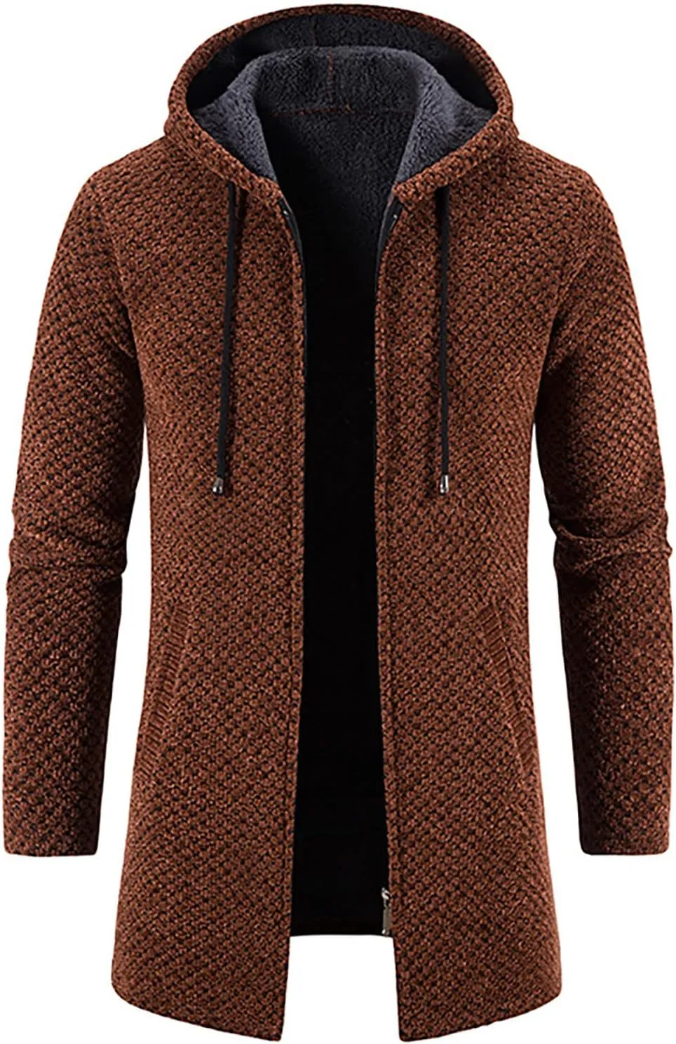 RTRDE Men's Coats Sherpa Lined Pea Coat Business Casual Trench Overcoat Long Jacket Coat, L-4XL