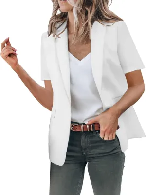 Short Blazers for Women Blazers Dressy Casual Short Puff Sleeve Open Front Office Blazers Bussiness Jackets Work Suit
