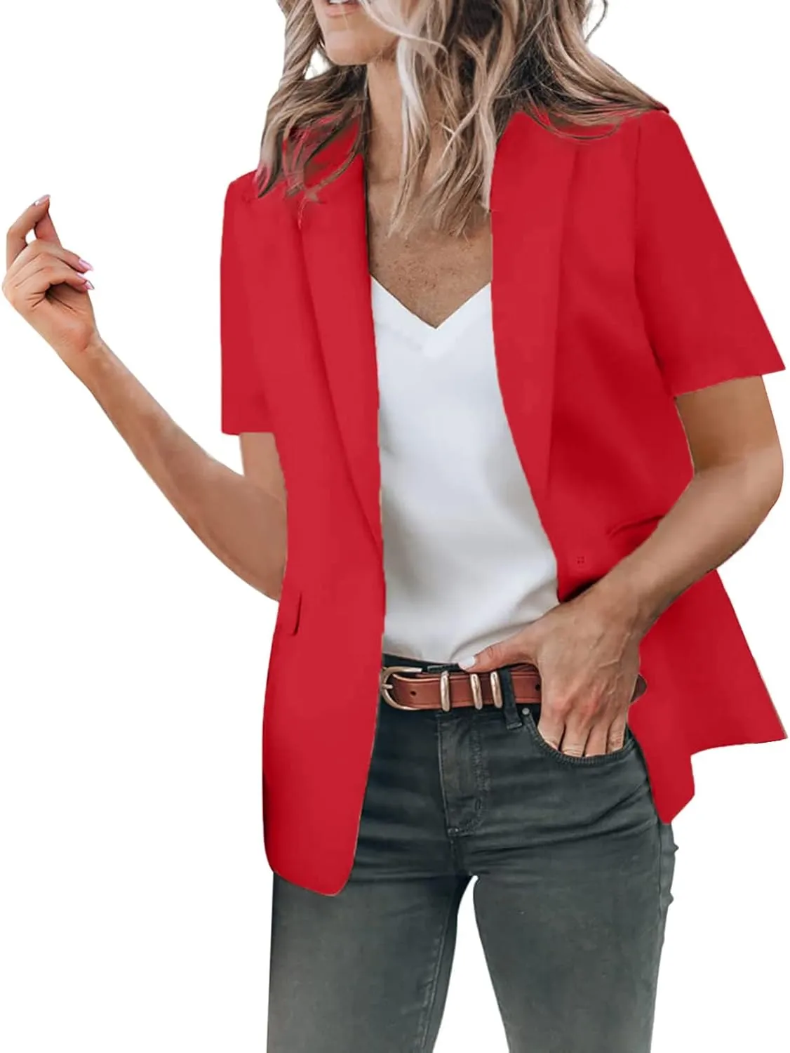 Short Blazers for Women Blazers Dressy Casual Short Puff Sleeve Open Front Office Blazers Bussiness Jackets Work Suit