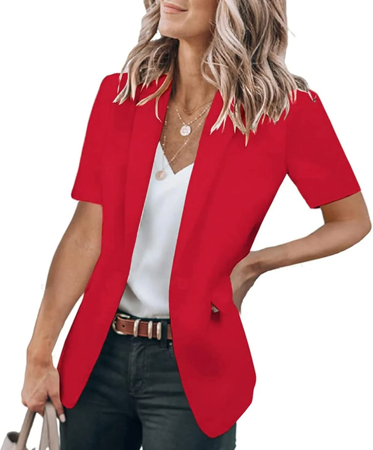 Short Blazers for Women Blazers Dressy Casual Short Puff Sleeve Open Front Office Blazers Bussiness Jackets Work Suit