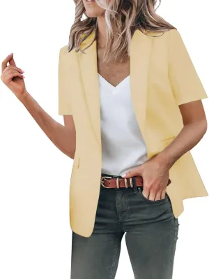 Short Blazers for Women Blazers Dressy Casual Short Puff Sleeve Open Front Office Blazers Bussiness Jackets Work Suit