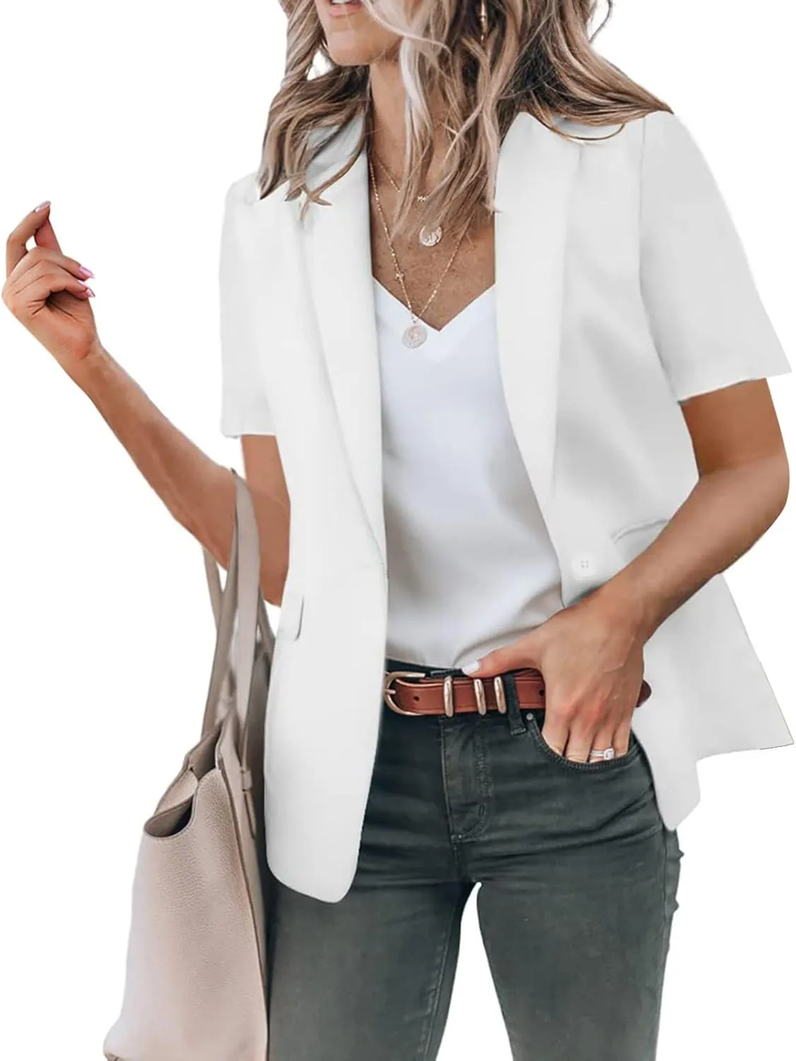 Short Blazers for Women Blazers Dressy Casual Short Puff Sleeve Open Front Office Blazers Bussiness Jackets Work Suit
