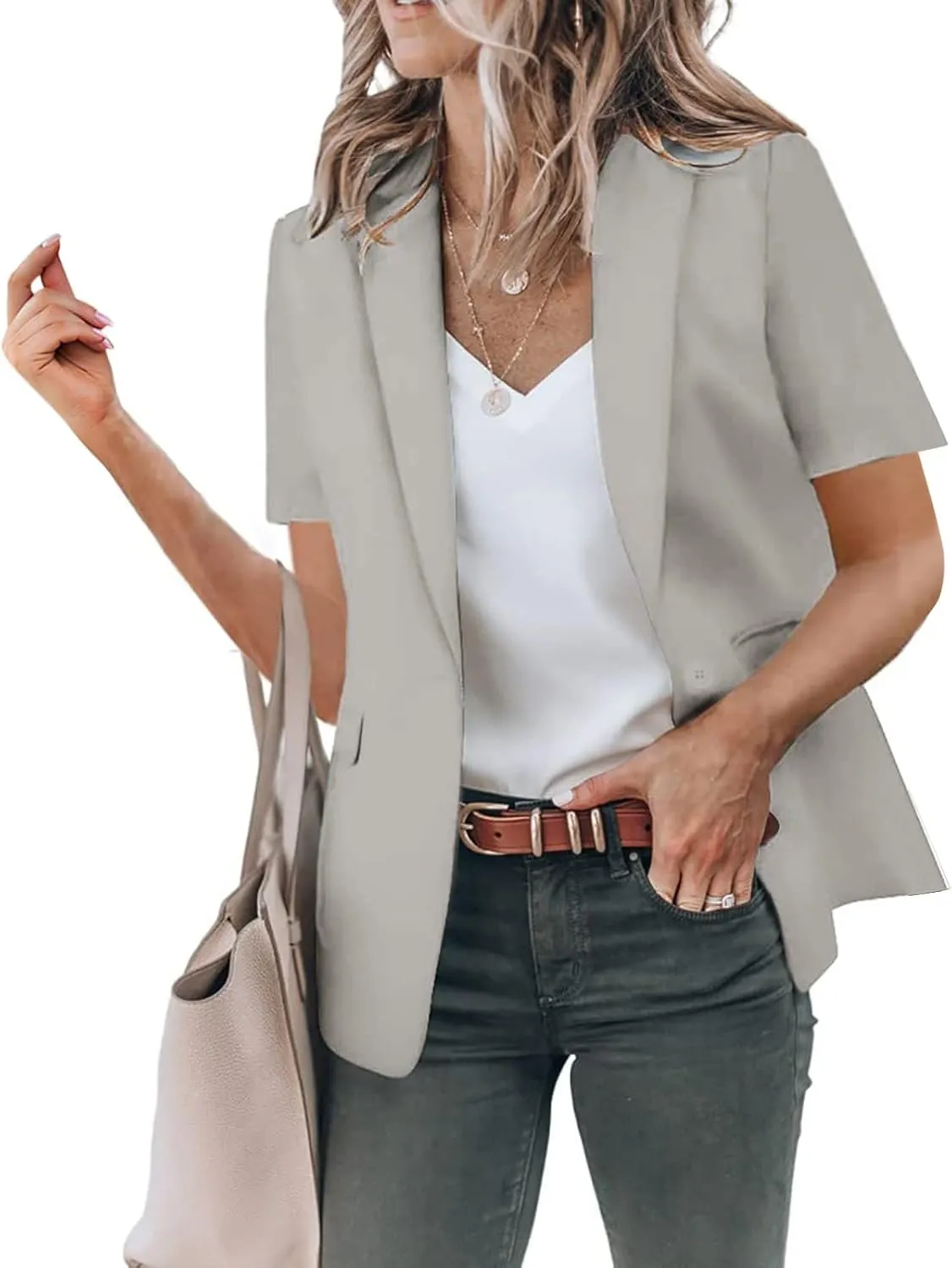 Short Blazers for Women Blazers Dressy Casual Short Puff Sleeve Open Front Office Blazers Bussiness Jackets Work Suit