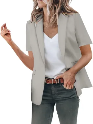 Short Blazers for Women Blazers Dressy Casual Short Puff Sleeve Open Front Office Blazers Bussiness Jackets Work Suit