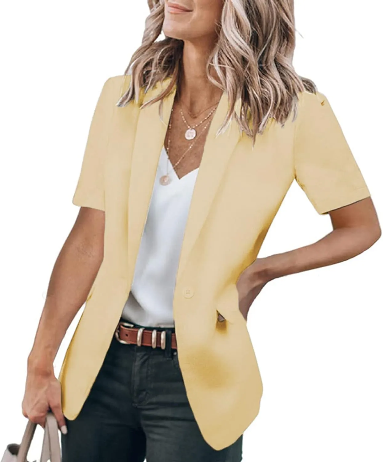 Short Blazers for Women Blazers Dressy Casual Short Puff Sleeve Open Front Office Blazers Bussiness Jackets Work Suit