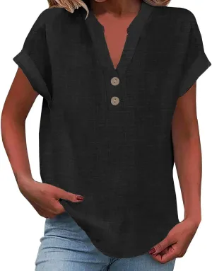 Short Sleeve Plus Size Summer Blouse Womens Bowling Fashion Solid Color T Shirt Women Relaxed Fit Comfortable