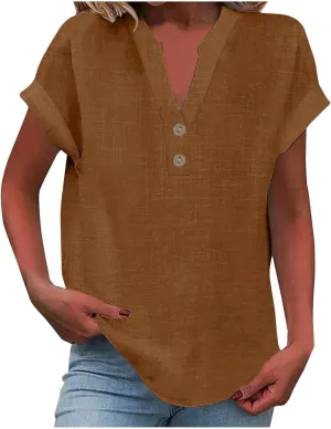 Short Sleeve Plus Size Summer Blouse Womens Bowling Fashion Solid Color T Shirt Women Relaxed Fit Comfortable