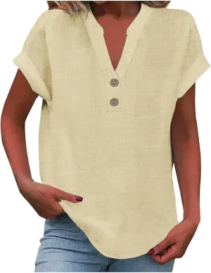 Short Sleeve Plus Size Summer Blouse Womens Bowling Fashion Solid Color T Shirt Women Relaxed Fit Comfortable