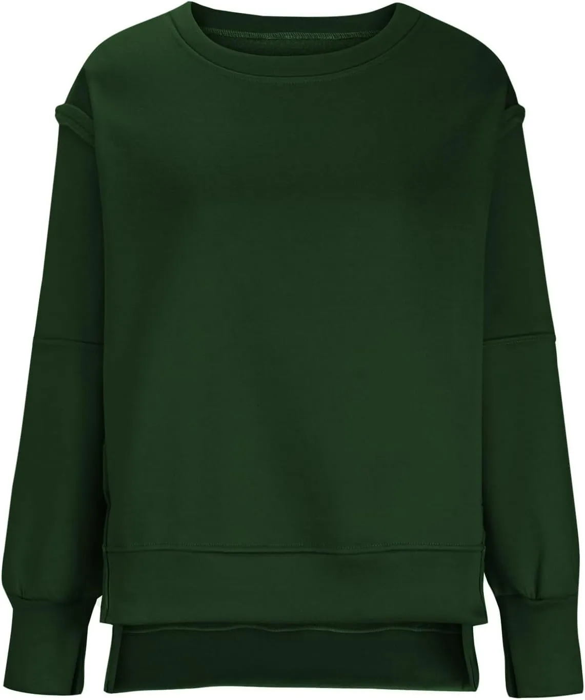 SMIDOW Womens Oversized Crewneck Sweatshirts Hoodies Fall 2023 Fashion Warm Y2k Clothes Casual Slit Sloucthy Pullover Tops