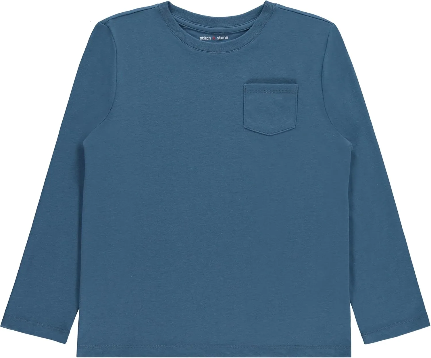Stitch & Stone Boys 4 Pack Long Sleeve Tops, Soft Cotton Crewneck Tees, Casual Boys’ Clothing, Comfortable Everyday Wear