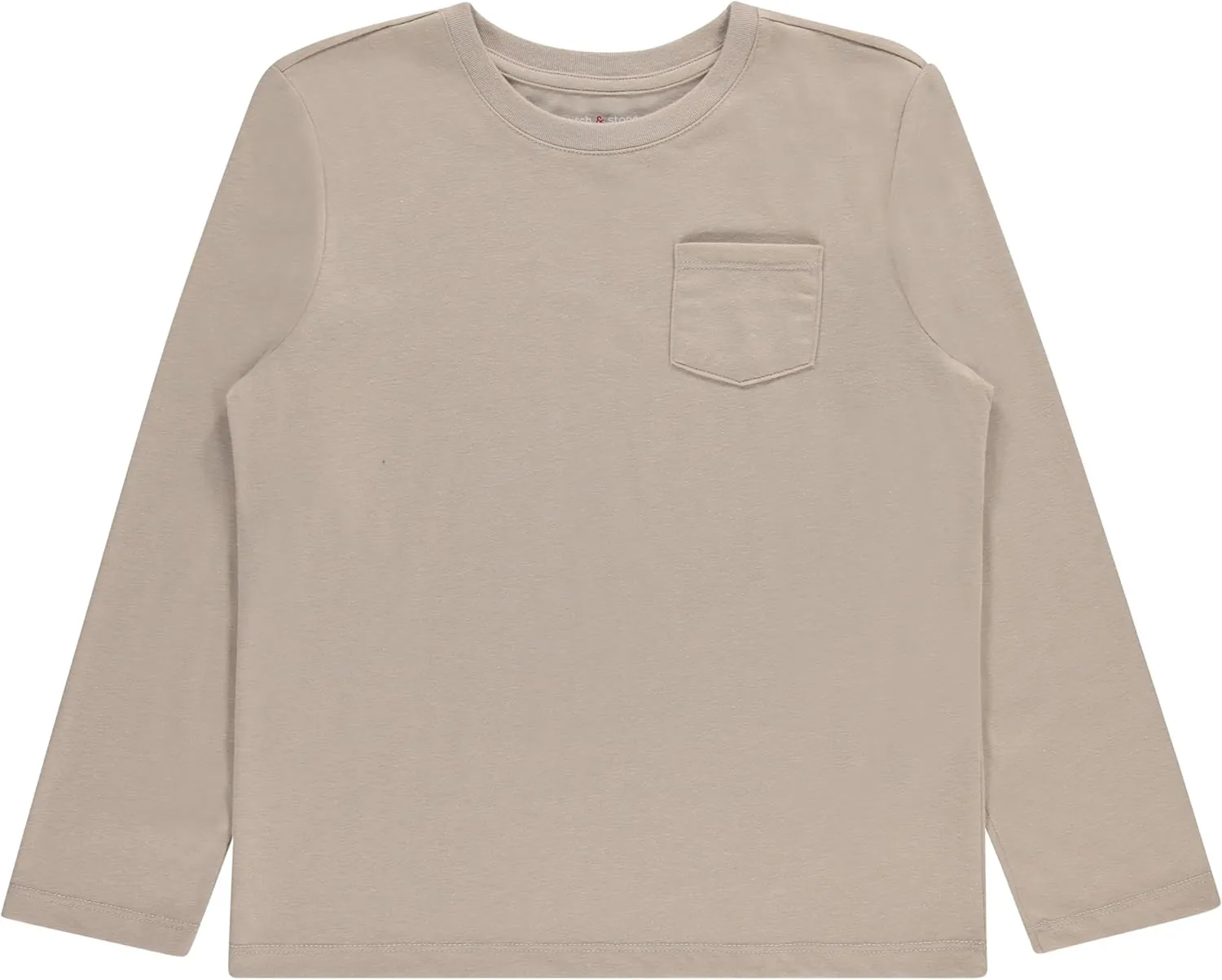 Stitch & Stone Boys 4 Pack Long Sleeve Tops, Soft Cotton Crewneck Tees, Casual Boys’ Clothing, Comfortable Everyday Wear