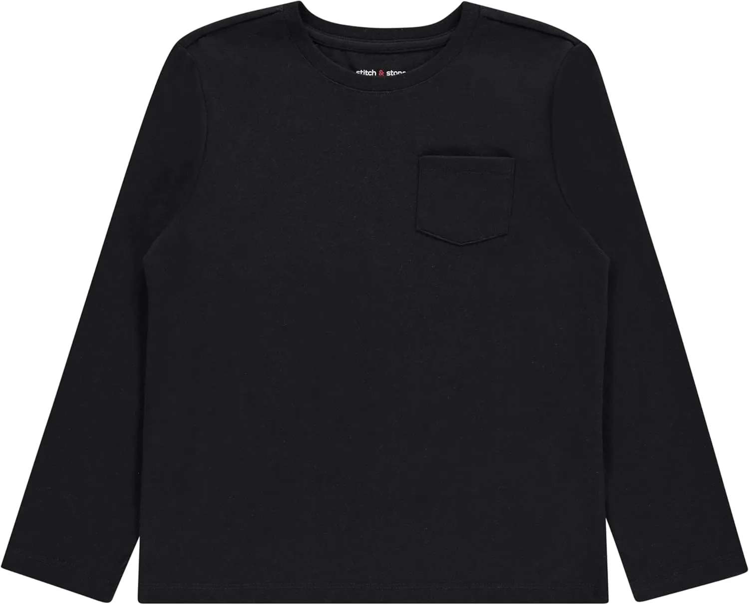 Stitch & Stone Boys 4 Pack Long Sleeve Tops, Soft Cotton Crewneck Tees, Casual Boys’ Clothing, Comfortable Everyday Wear
