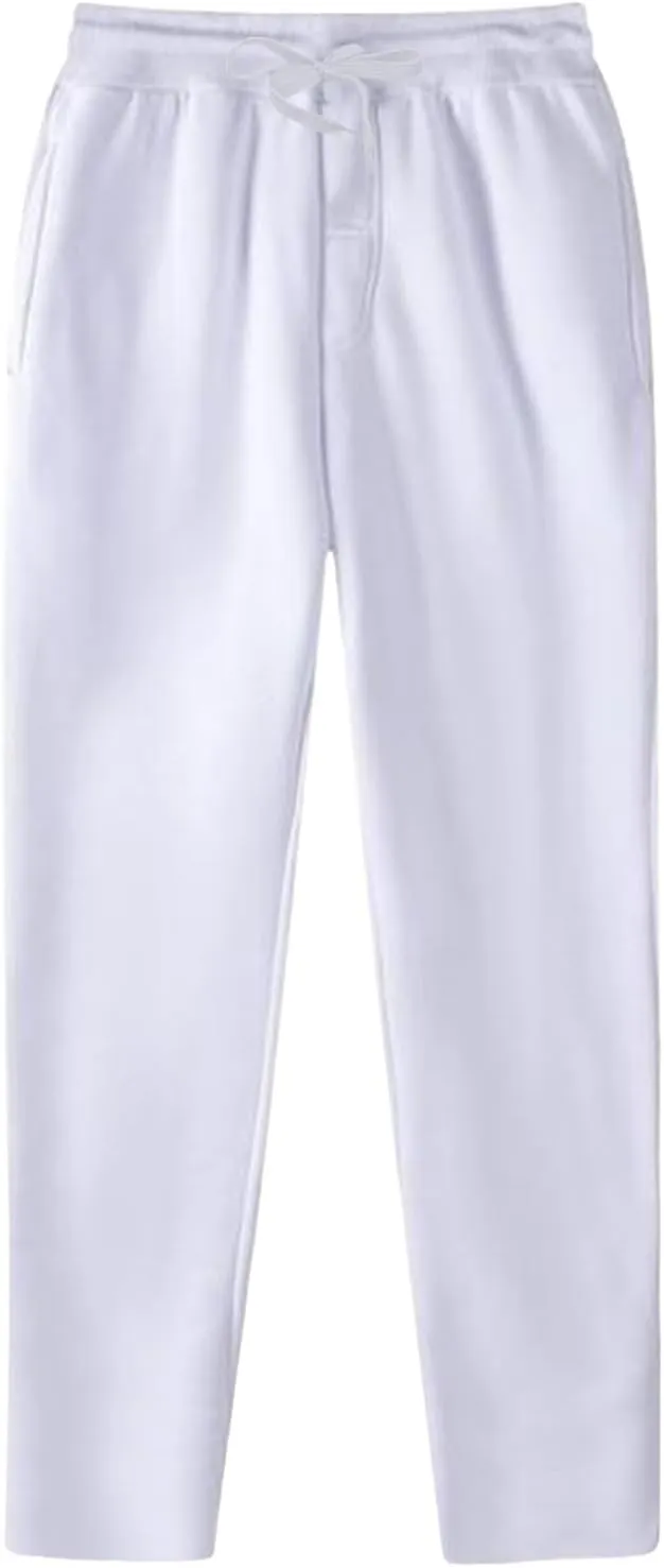 Straight Leg Sweatpants for Men Solid Casual Drawstring Elastic Waist Pants Loose Fit Comfort Trousers with Pockets