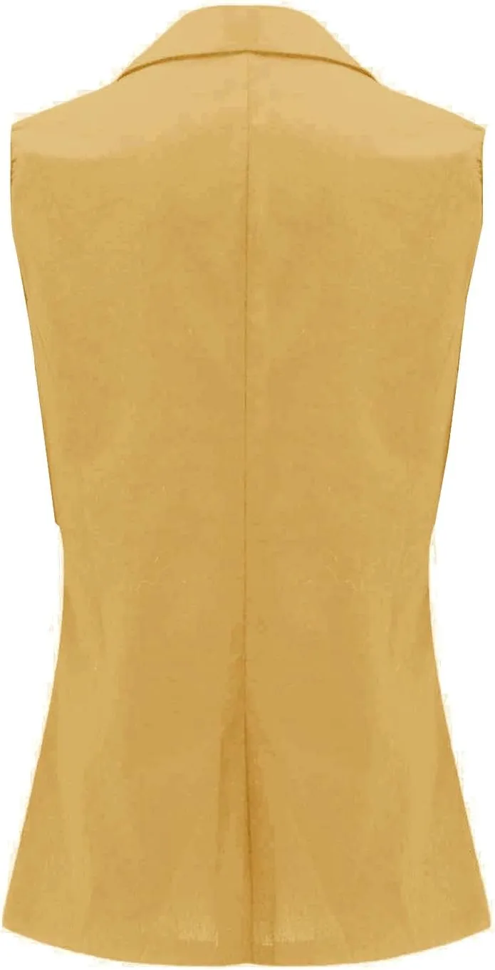 Summer Vest for Women Casual Open Front Sleeveless Blazers Business Lapel Button Suit Vests Loose Work Office Jacket
