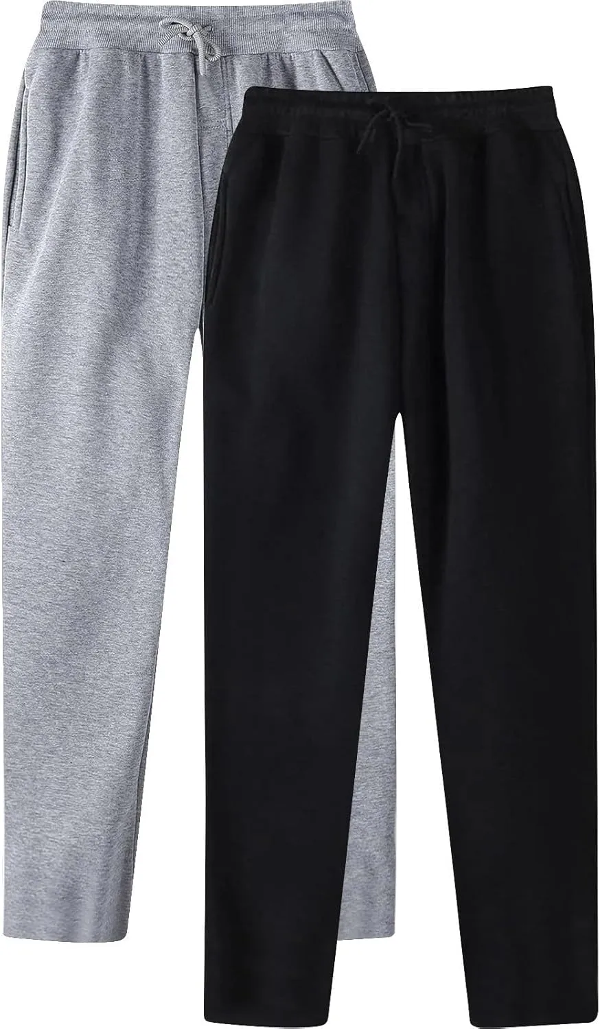 SUWBMHWE 2 Pack Men's Heavyweight Fleece Sweatpants Baggy Elastic Waist Drawstring Sweatpants with Pockets Joggers Trousers