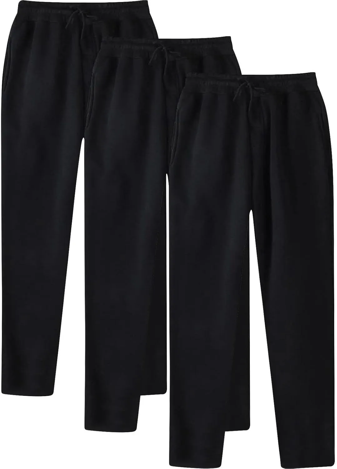 SUWBMHWE Men's Casual Baggy Sweatpants 3 Pack Trousers Heavyweight Fleece Jogger Elastic Waist Drawstring Gym Workout Pants