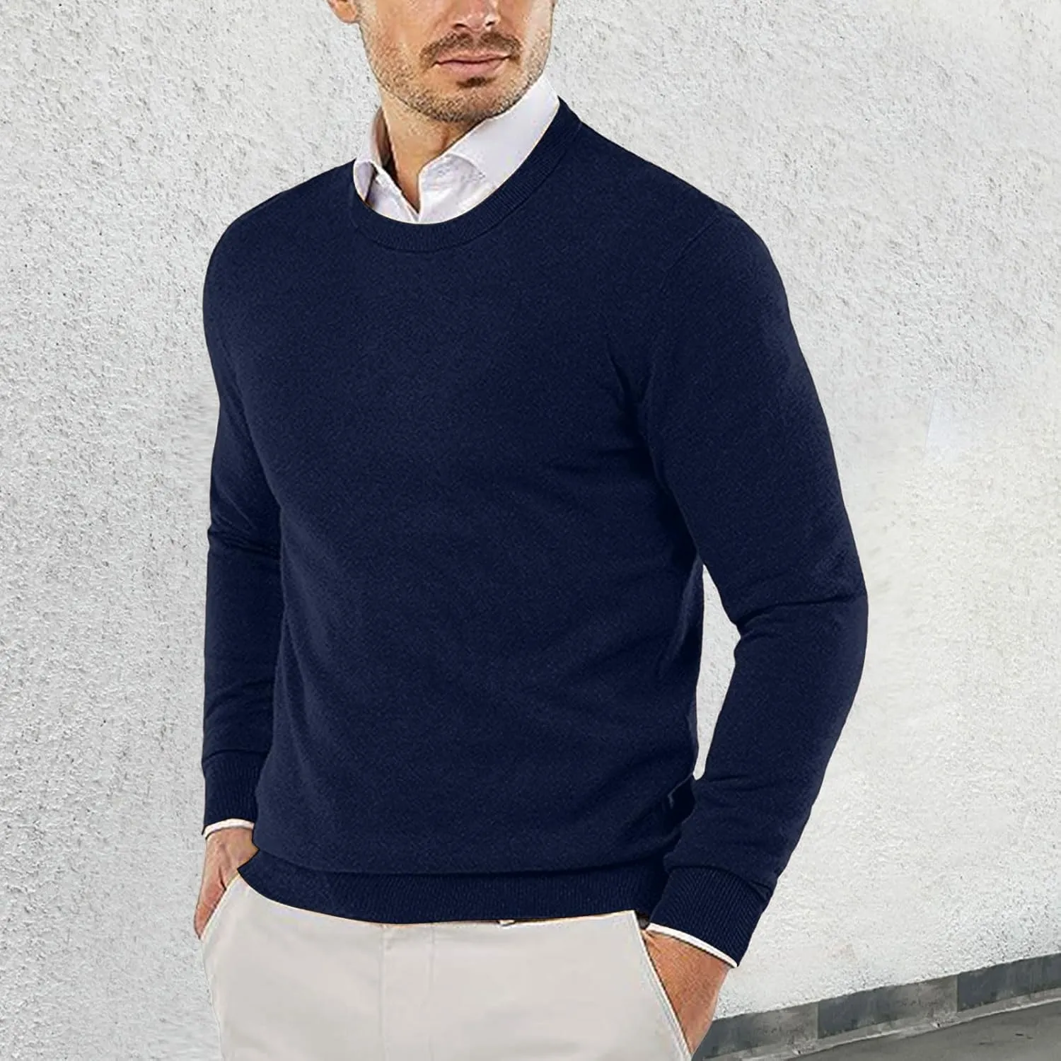 Sweaters for Men 2024 Business Winter Muscle Warm Sweater Comfortable V Neck Slim Long Sleeved Pullover Sweater