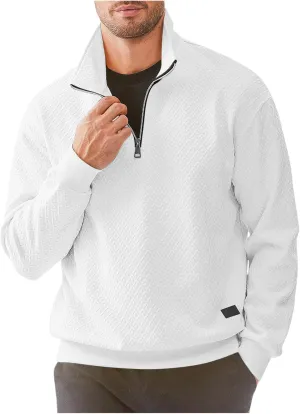 Sweatshirts for Men 2024 Fashion Long Sleeve Quarter Zip Causal Pullover Shirts Loose Comfy Lightweight Athletic Top