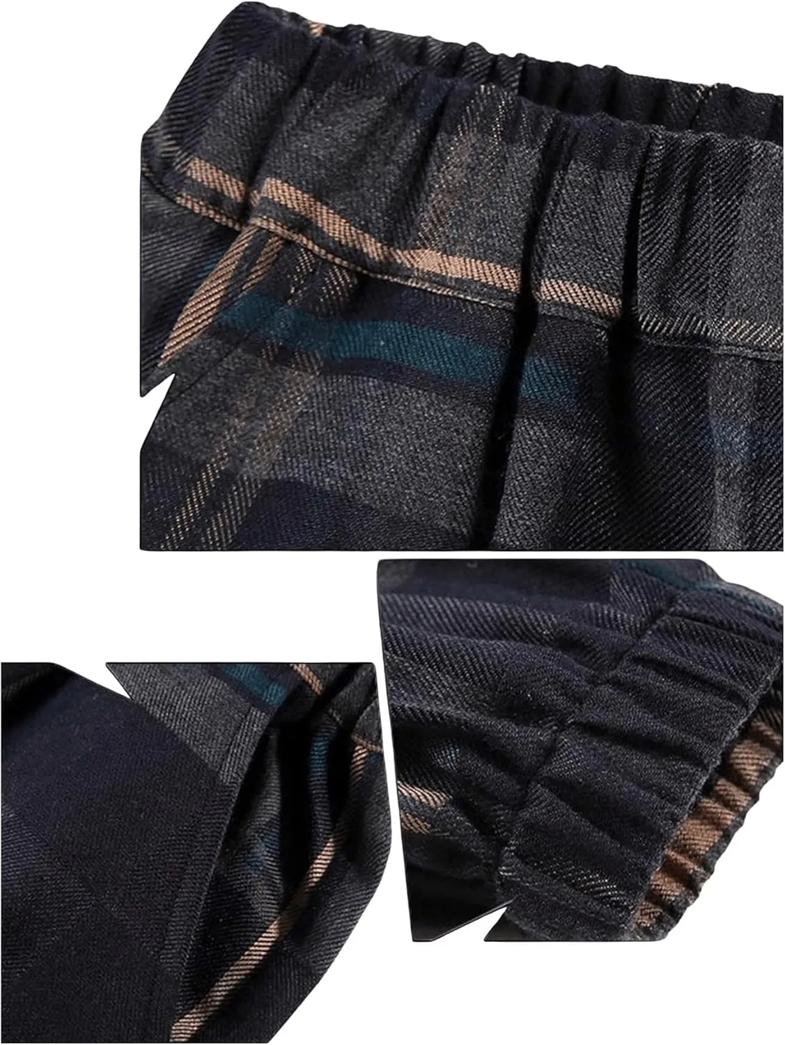 SweatyRocks Boy's Casual Plaid Pants Elastic High Waist Joggers Pants with Pockets