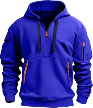 Tactical Hoodies for Men Lightweight Long Sleeve Hooded Sweatshirt 2024 Fall Quarter Zip Pullover Shirt with Pocket