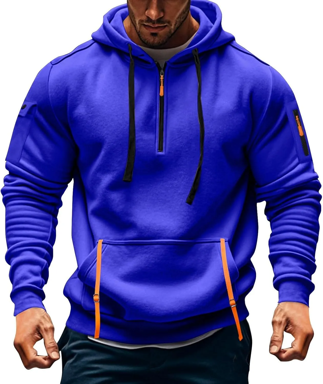 Tactical Hoodies for Men Lightweight Long Sleeve Hooded Sweatshirt 2024 Fall Quarter Zip Pullover Shirt with Pocket