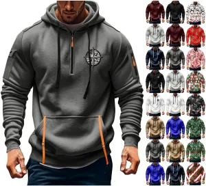 Tactical Hoodies for Men Lightweight Long Sleeve Hooded Sweatshirt 2024 Fall Quarter Zip Pullover Shirt with Pocket