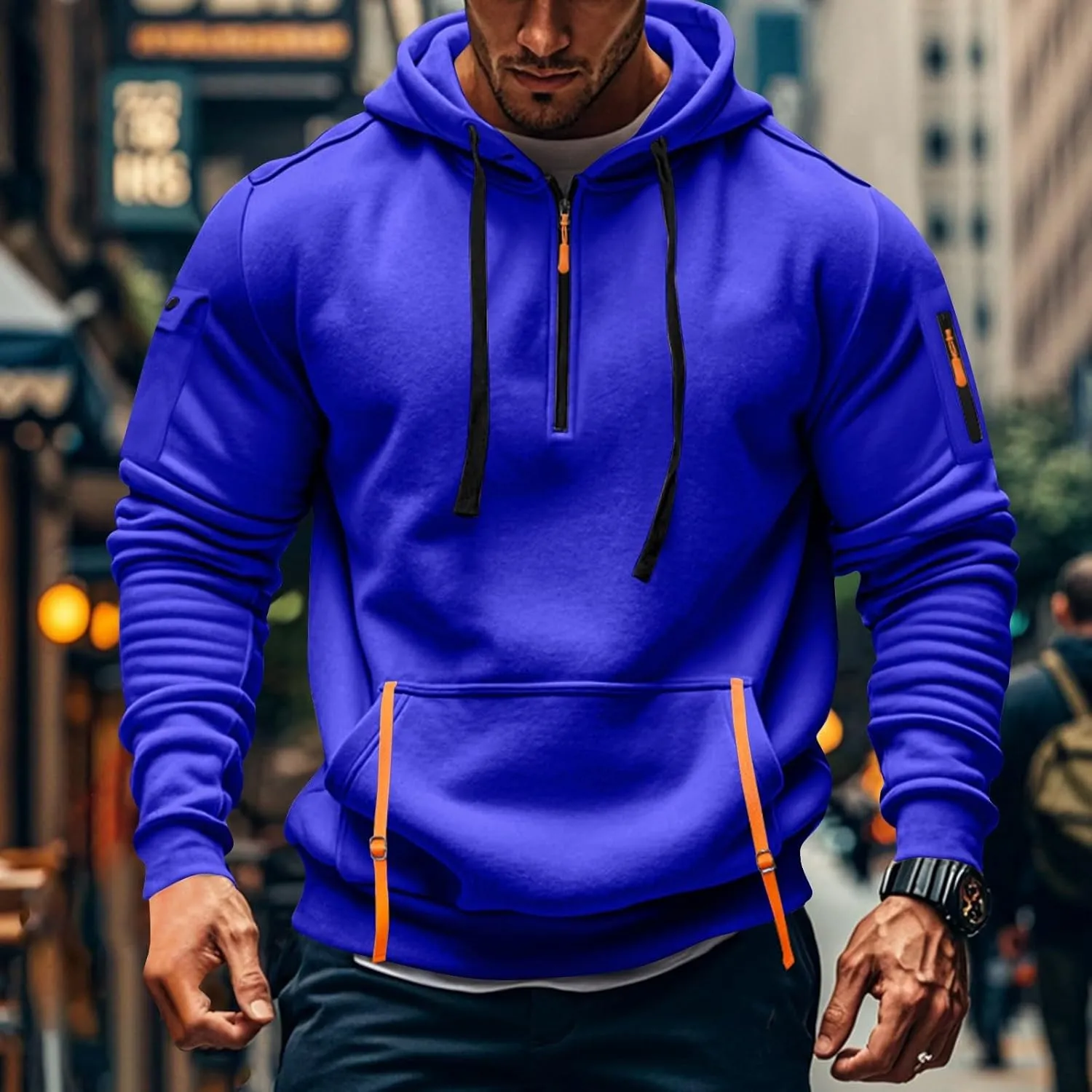Tactical Hoodies for Men Lightweight Long Sleeve Hooded Sweatshirt 2024 Fall Quarter Zip Pullover Shirt with Pocket