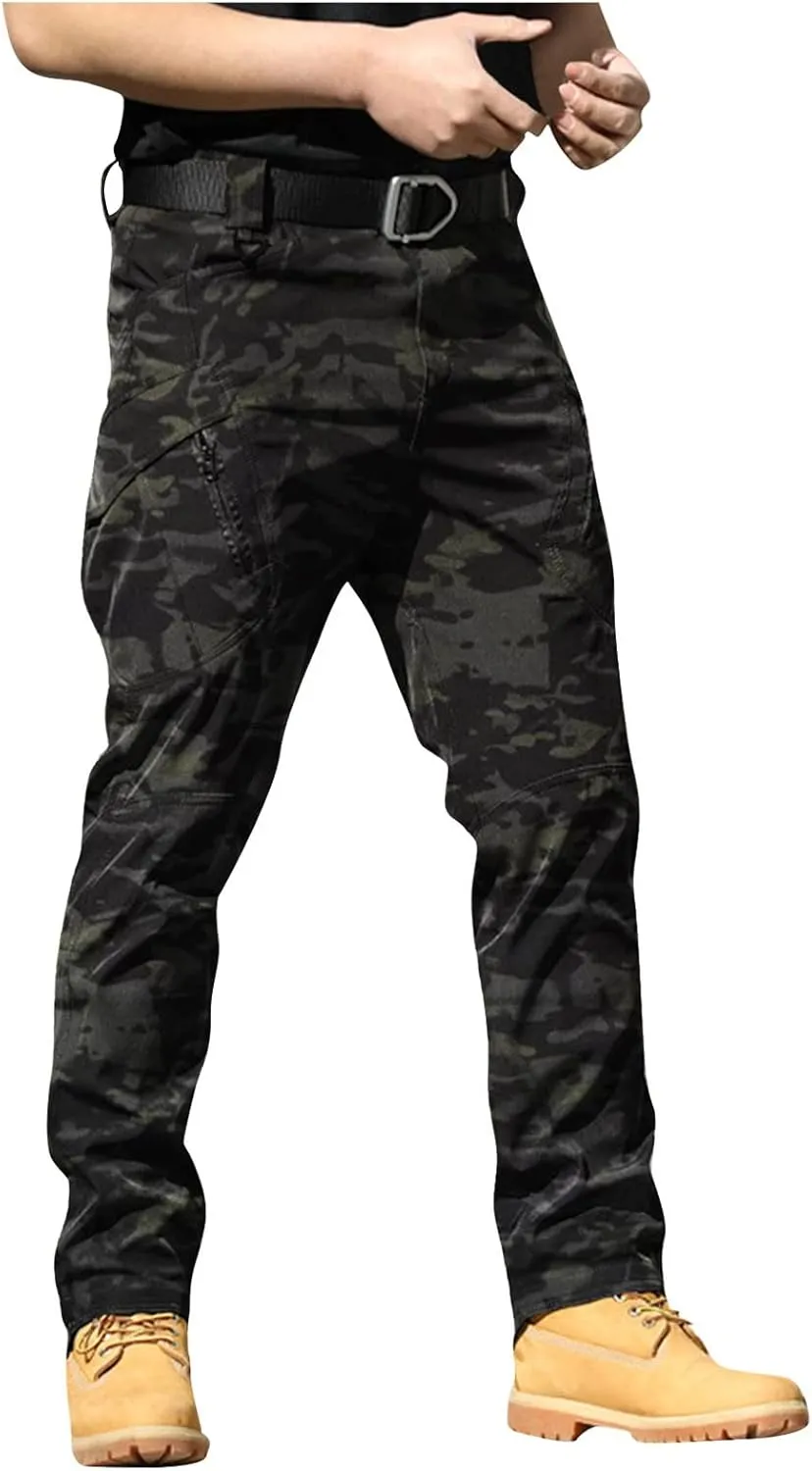 Tactical Pants for Men Construction Stretchy Relaxed Fit Pants with Multi Pockets Flexcamo Cargo Carpenter Outfits
