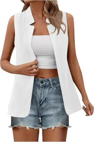 TARIENDY Sleeveless Blazers for Women Womens Fashion Going Out Blazers Sleeveless Jackets Casual Open Front Cardigan 2025