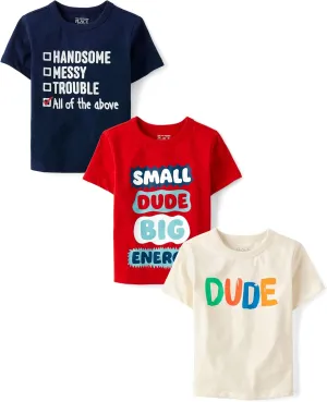 The Children's Place Baby and Toddler Boys' Assorted Everyday Short Sleeve Graphic T-Shirts, Multipack