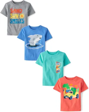 The Children's Place Baby and Toddler Boys' Assorted Everyday Short Sleeve Graphic T-Shirts, Multipack