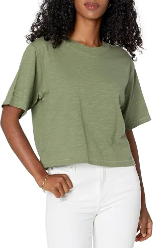 The Drop Women's Sydney Short-sleeve Cropped Crew Neck T-shirt, Olive, 2X, Plus Size