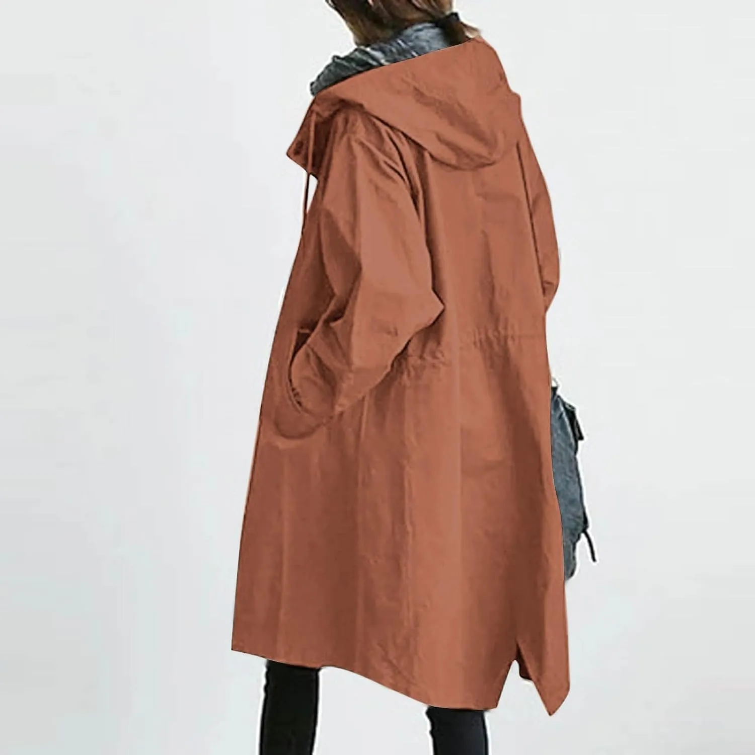 Trench Coat Women Hooded Coat Outwear Womens Elegant Windbreaker Wild Winter Women'S Coat with Belt Trench Coat for