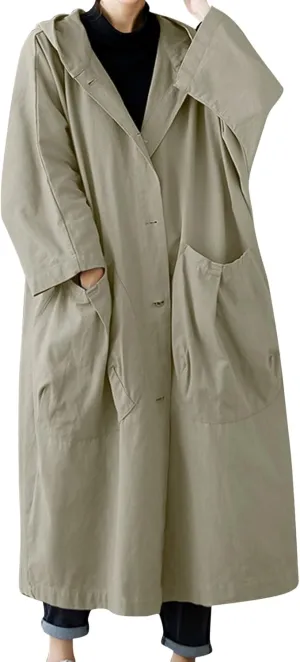 Trench Coat Women Hooded Coat Outwear Womens Elegant Windbreaker Wild Winter Women'S Coat with Belt Trench Coat for