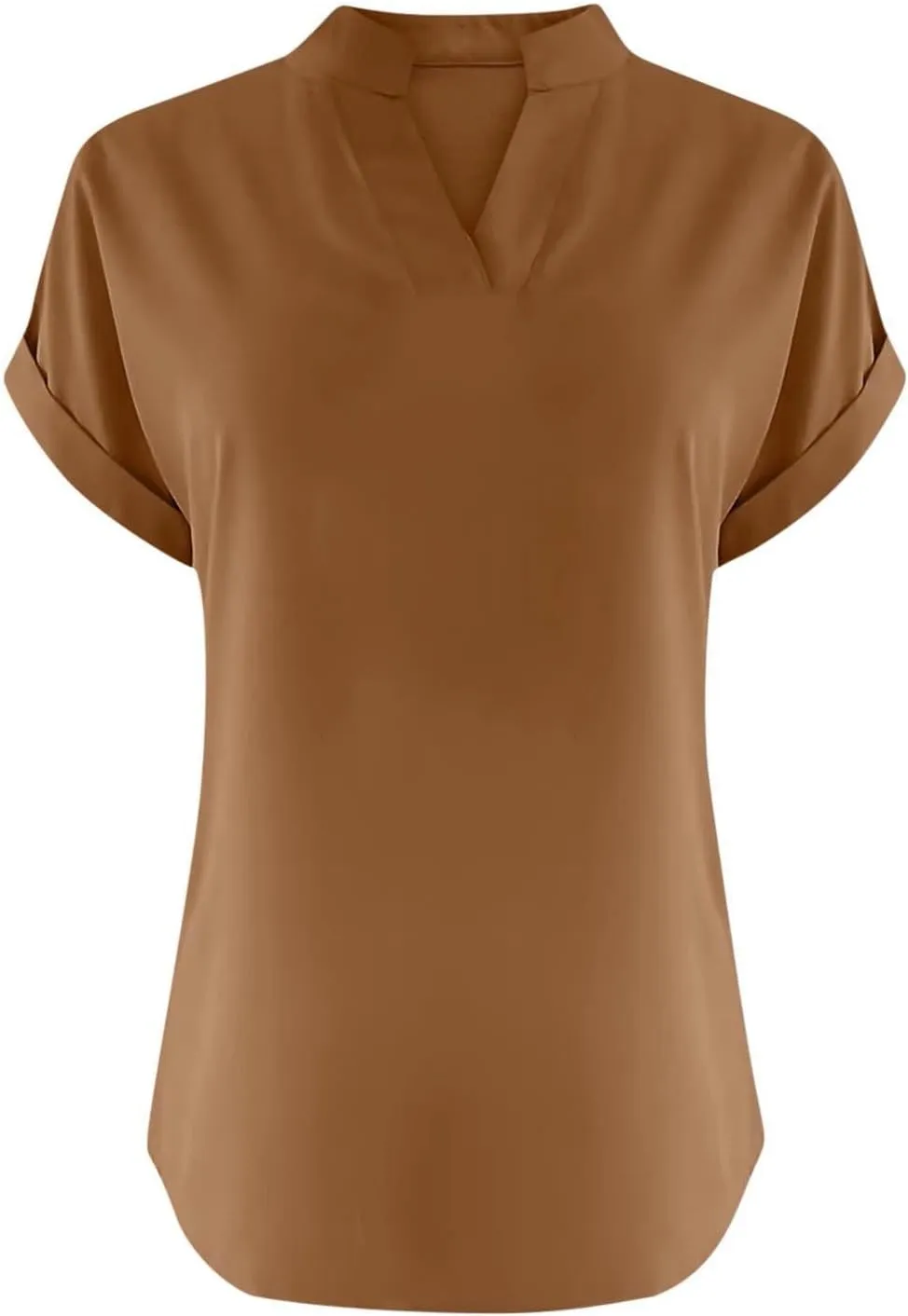 Trendy Short Sleeve Plus Size Blouse for Women Summer Surf Relaxed Fit Comfort Tees V Neck Solid T Shirts