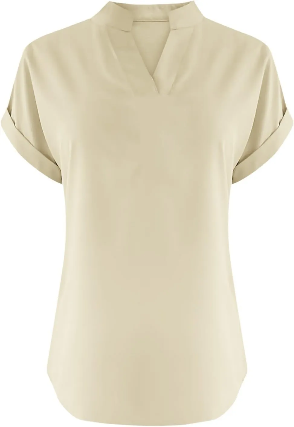 Trendy Short Sleeve Plus Size Blouse for Women Summer Surf Relaxed Fit Comfort Tees V Neck Solid T Shirts