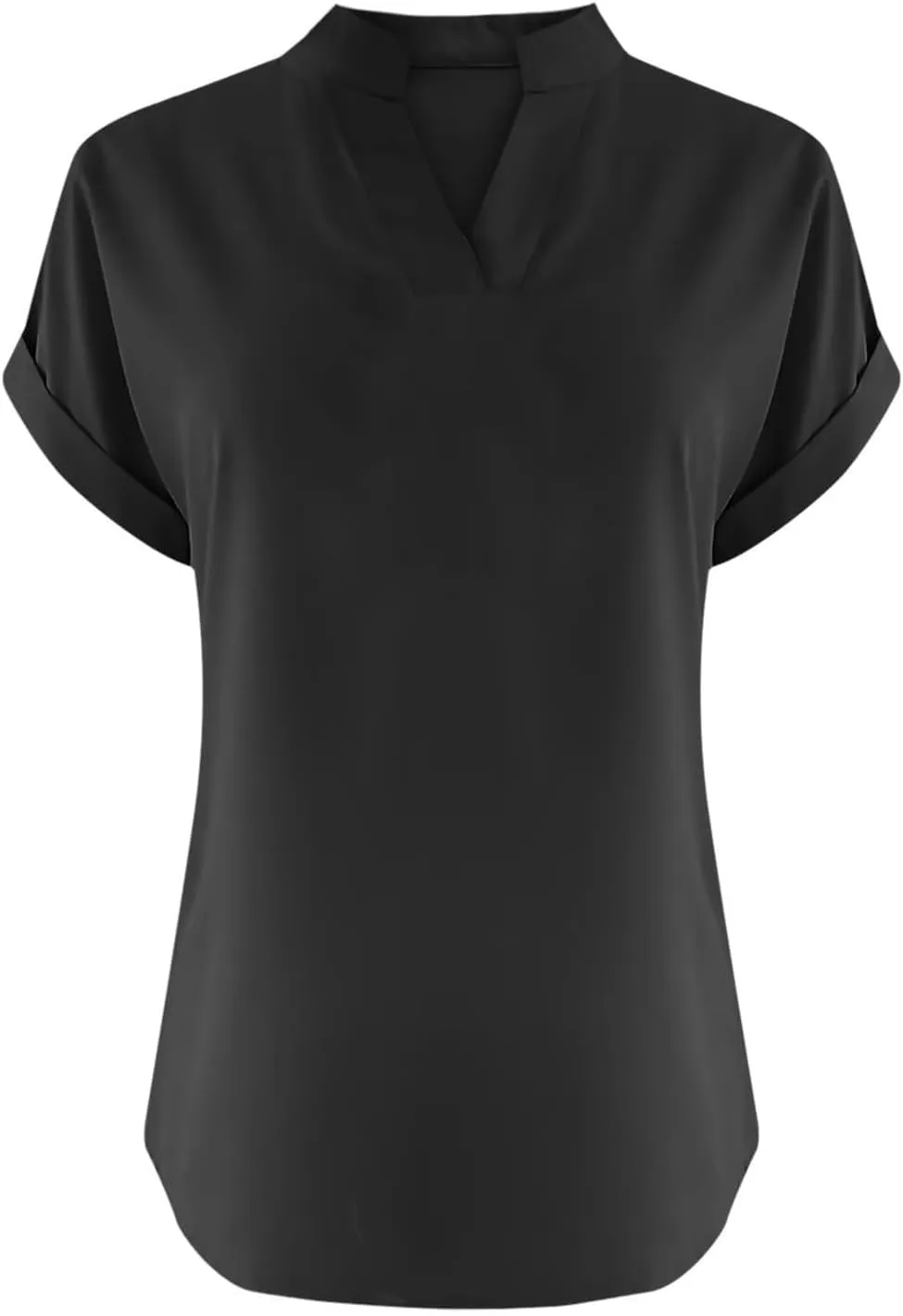 Trendy Short Sleeve Plus Size Blouse for Women Summer Surf Relaxed Fit Comfort Tees V Neck Solid T Shirts