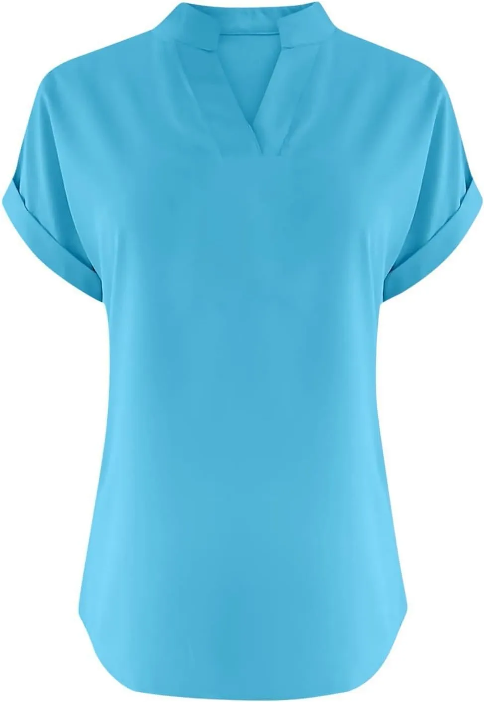 Trendy Short Sleeve Plus Size Blouse for Women Summer Surf Relaxed Fit Comfort Tees V Neck Solid T Shirts