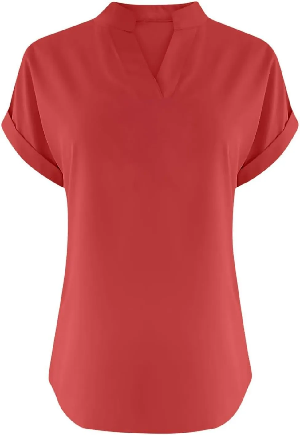 Trendy Short Sleeve Plus Size Blouse for Women Summer Surf Relaxed Fit Comfort Tees V Neck Solid T Shirts