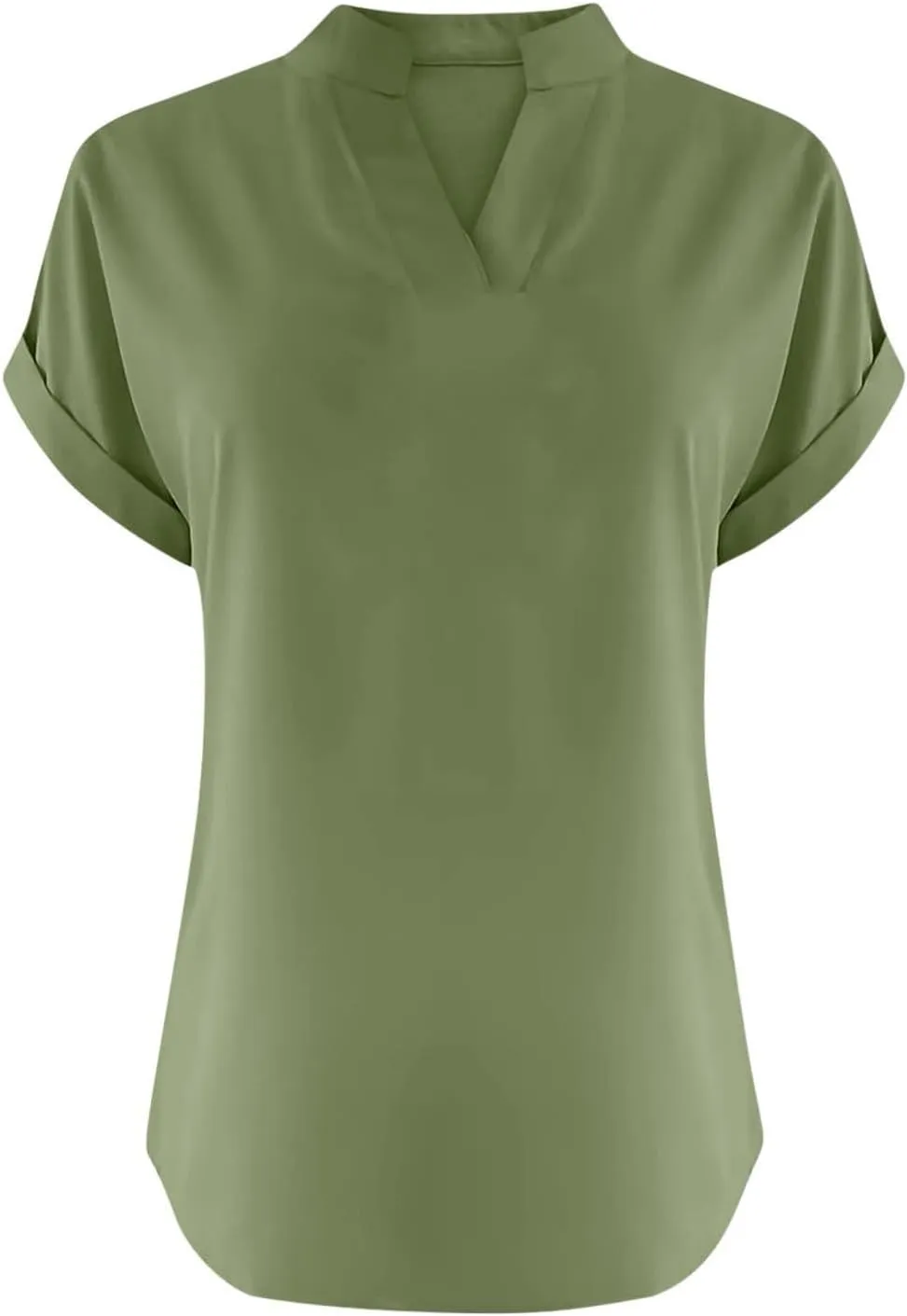Trendy Short Sleeve Plus Size Blouse for Women Summer Surf Relaxed Fit Comfort Tees V Neck Solid T Shirts