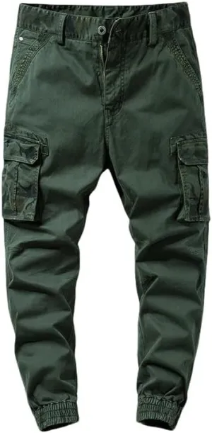 USTZFTBCL Men's Camo Print Multi-Pocket Cuffed Cargo Pants Stretch