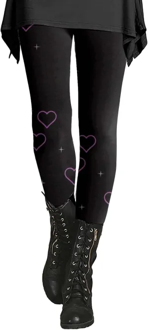 Valentine Compression Leggings for Women High Waist Plus Size High Waist Brown Valentine Leggings Love PatternLeggings Women Cotton Printed Leggings with Side Pockets for Women Legging