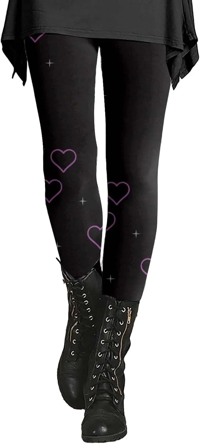 Valentine Compression Leggings for Women High Waist Plus Size High Waist Brown Valentine Leggings Love PatternLeggings Women Cotton Printed Leggings with Side Pockets for Women Legging