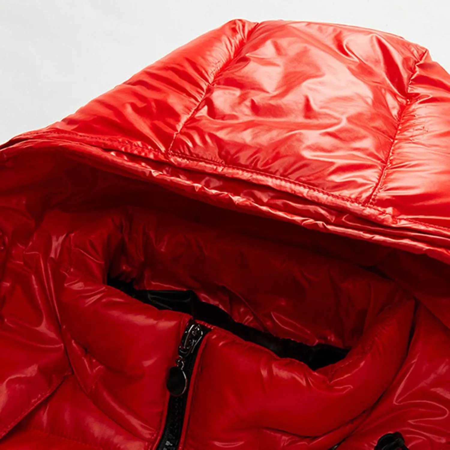 Winter Warm Men Puffer Coat with Fur Hood,Shiny Hooded Reflective Padded Coat Plus Size Bomber Alternative Down Jacket