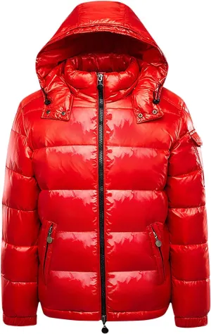Winter Warm Men Puffer Coat with Fur Hood,Shiny Hooded Reflective Padded Coat Plus Size Bomber Alternative Down Jacket