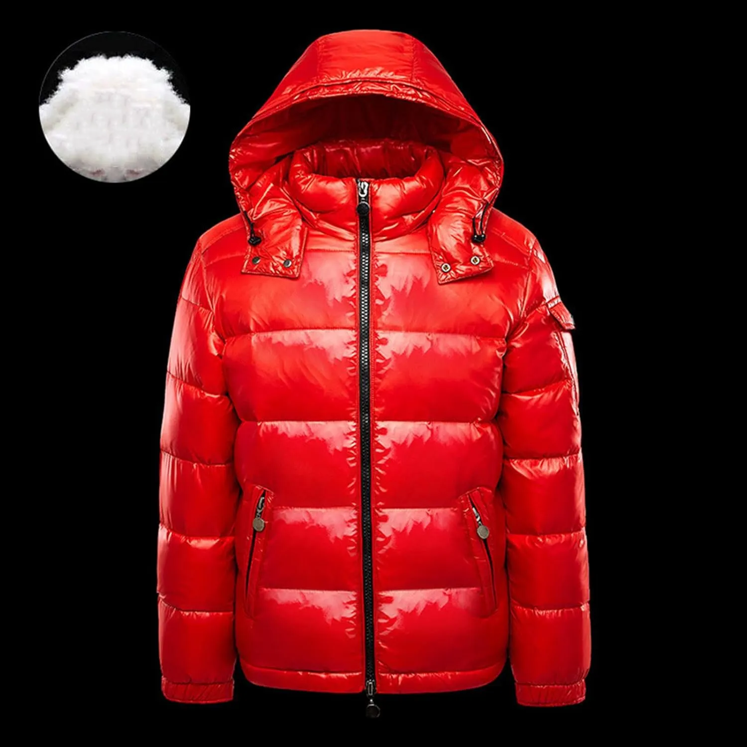 Winter Warm Men Puffer Coat with Fur Hood,Shiny Hooded Reflective Padded Coat Plus Size Bomber Alternative Down Jacket