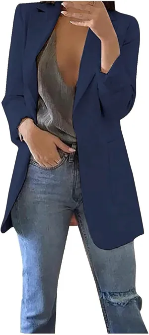 Women Blazers Fashion Casual Open Front Suit Jackets Fashion Work Office Jacket Solid Lapel Outerwear with Pockets