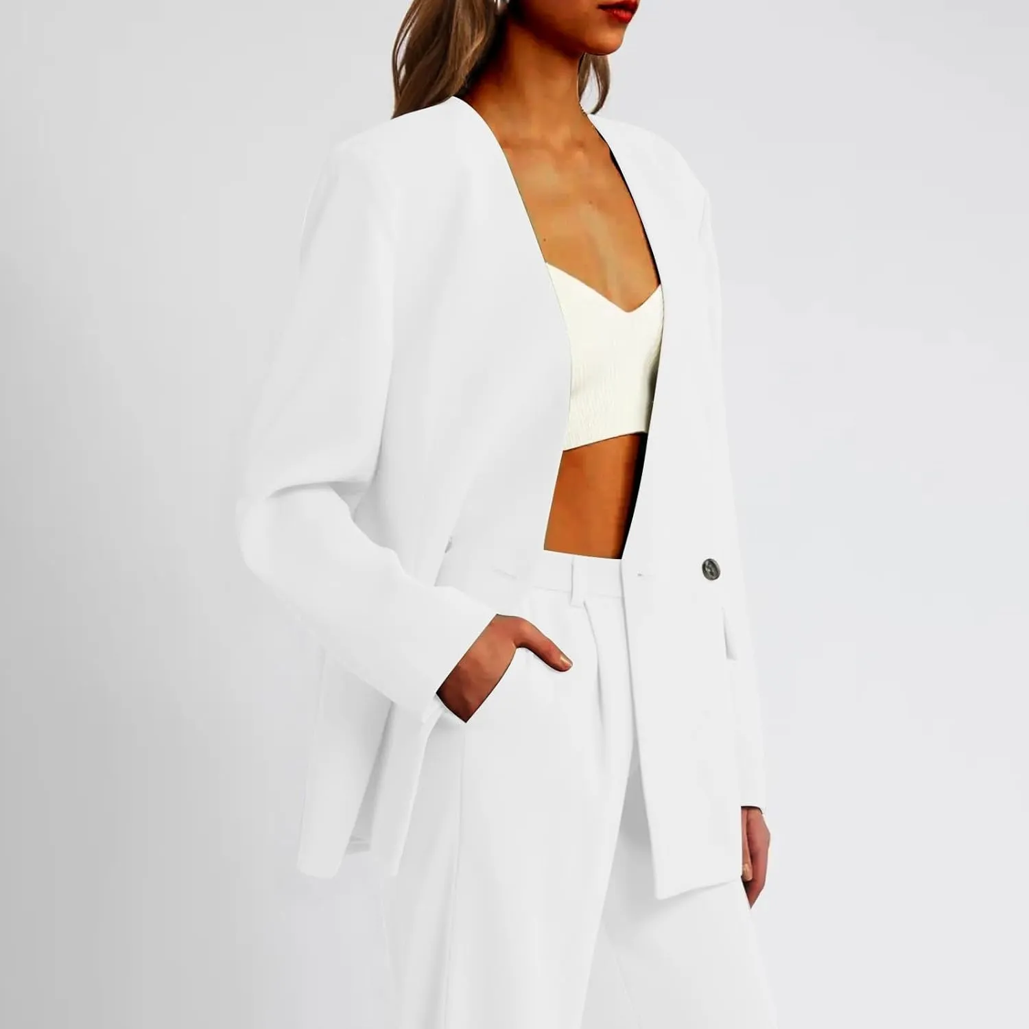 Women Blazers Fashion Dressy Office for Women Jackets Cropped Prtite Winter Cardigan Baggy Herringbone Cardigan